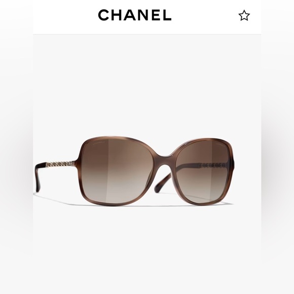 CHANEL ACETATE AND LAMBSKIN SQUARE SUNGLASSES IN TORTOISE - Picture 1 of 5